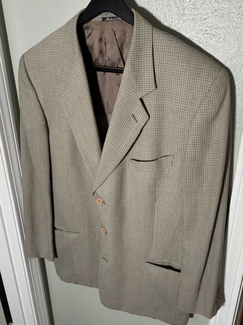 Giorgio Armani Beige Micro-Check Sport Coat
